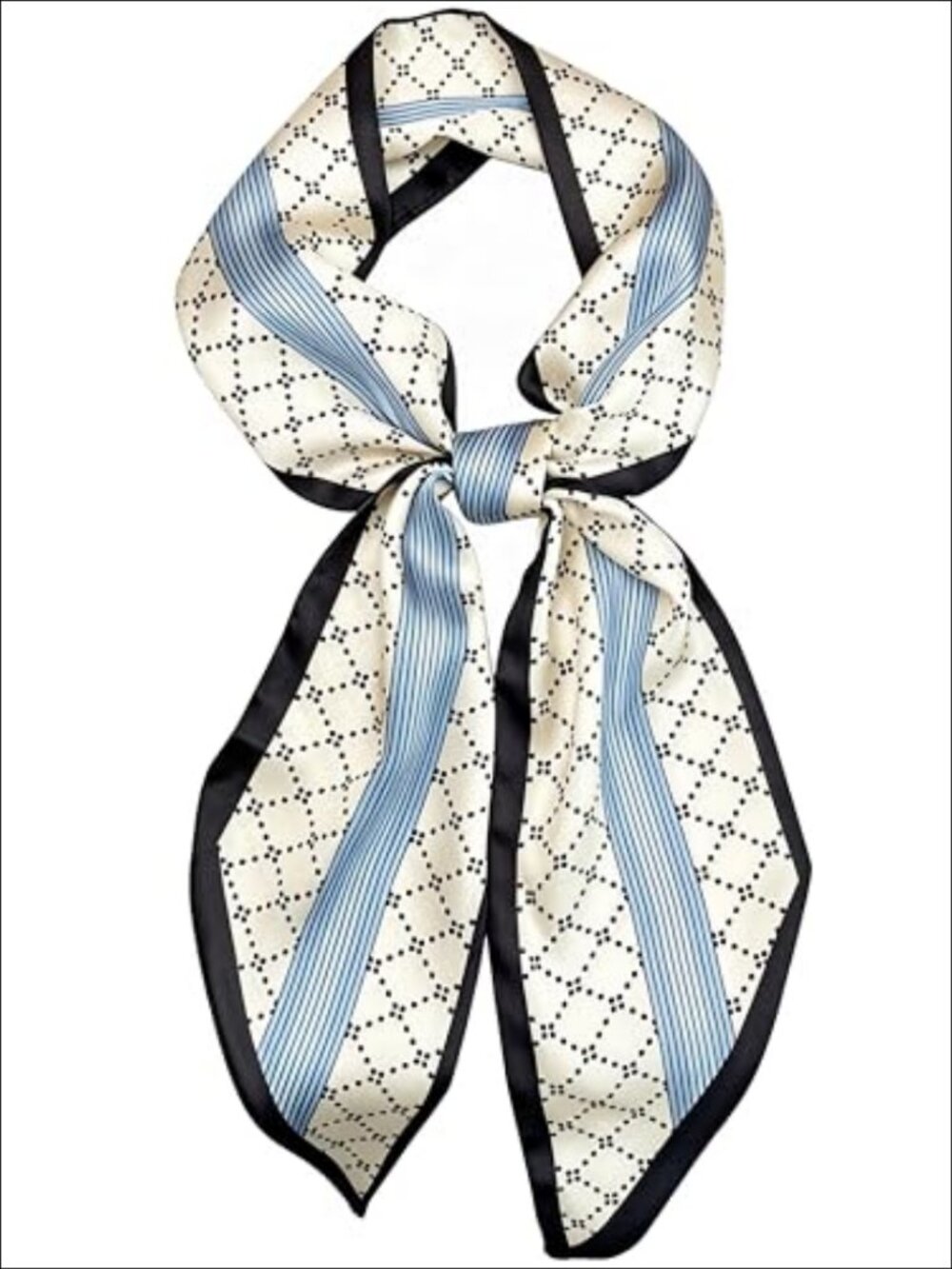 Satin Neck Scarf 59x5.9 Oblique Angle Design Silky Fashion Scarves